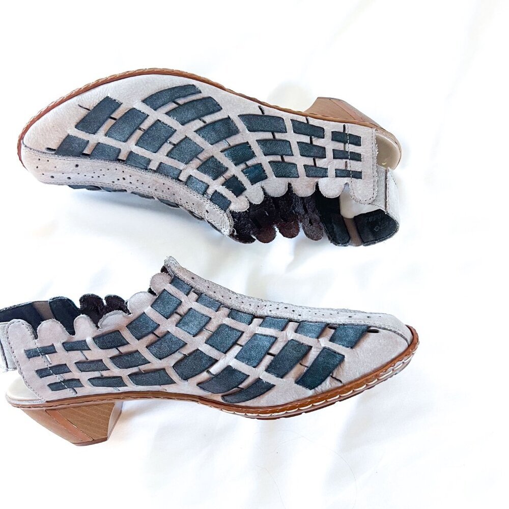 Rieker Sina 78 Woven Leather Closed Toed Slingback Pump Size 41/10 - Picture 5 of 13